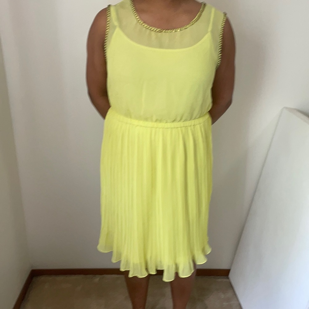 Yellow Dress with Bronze Chain Detail